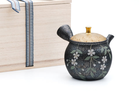 Plum Blossom Gold Tenmoku Tokoname Teapot - 160ml