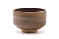 Front view looking into the chawan, showing the dark glazed well and tonal exterior.