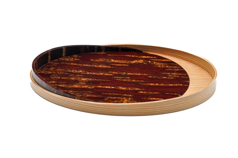 Ōdate Magewappa Kabazaiku Overlay Bon - Wooden Cherry Bark Tray