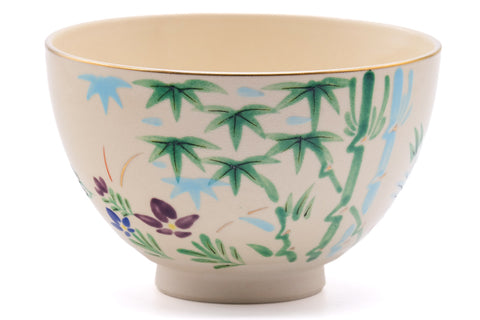 Japanese Matcha Bowl - Bamboo Floral Kyo Chawan - 400ml
