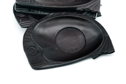 Japanese Chataku - Set of 5 Fish Carved Wooden Antique Tea Saucers