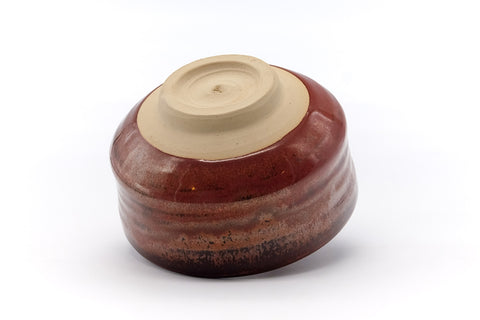 Japanese Matcha Bowl - Mottled Red Spiraling Chawan - 475ml