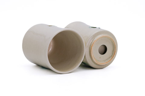 Double-walled Obori Soma-yaki Beige Teacup Pair