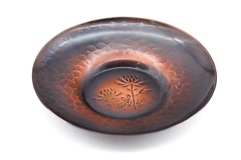 Japanese Chataku - Set of 5 Unique Hammered Copper Tea Saucers