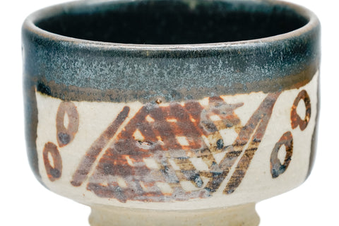 Japanese Teacup - Black Oribe-yaki Guinomi - 70ml