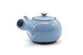 Back-side view of the pale blue glazed kyusu.