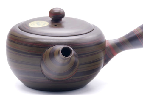 Japanese Kyusu - 雲仙窯 Unzen Kiln - Green Nerikomi Tokoname-yaki Teapot - 240ml