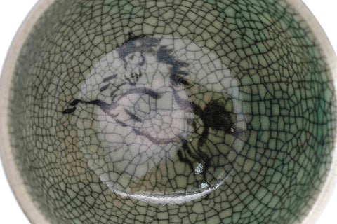 Double-walled Obori Soma-yaki Celadon Sencha Cup - 90ml