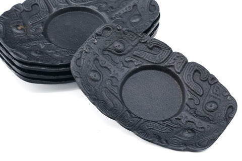 Japanese Chataku - Set of 5 Cast Iron Tea Saucers