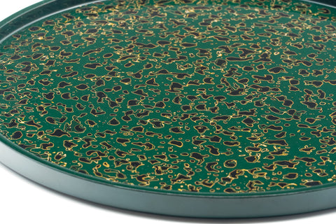 Japanese Round Tray - Vintage Green Kara-nuri Lacquer Maru-bon