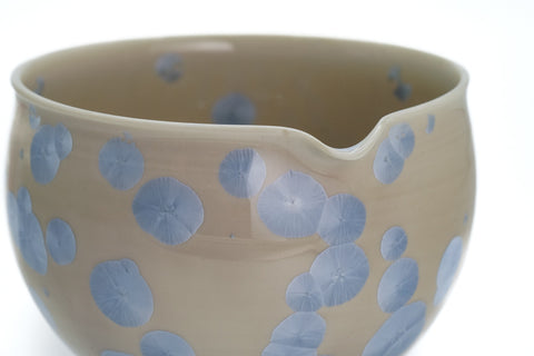 Icy Blue Hanakessho Crystal Glaze Spouted Matcha Bowl