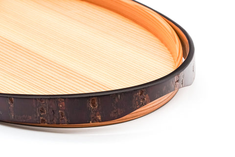 Ōdate Magewappa Kabazaiku Kasanegasane Bon - Wooden Cherry Bark Handled Tray