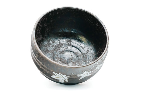 Japanese Matcha Bowl - Momiji Metallic Glazed Spiraling Chawan