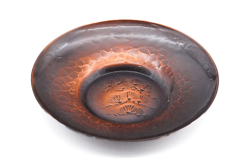 Japanese Chataku - Set of 5 Unique Hammered Copper Tea Saucers