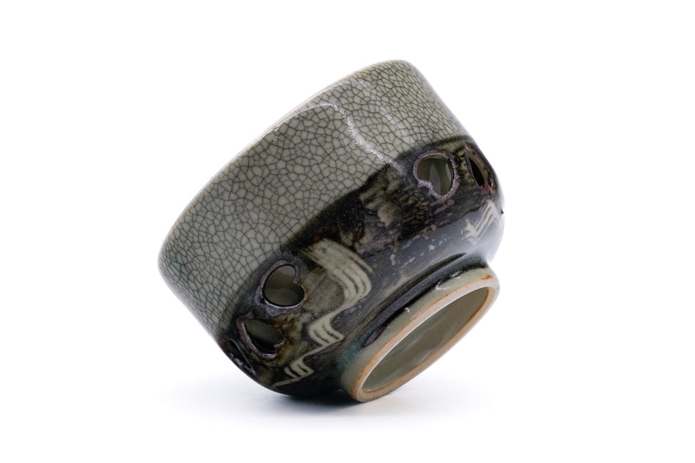 Japanese Tea Cup Double-walled Obori Soma-yaki Celadon Sencha Cup