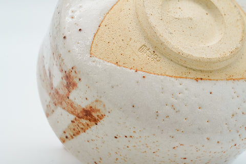 Japanese Matcha Bowl - Abstract White Shino Mino-yaki Chawan