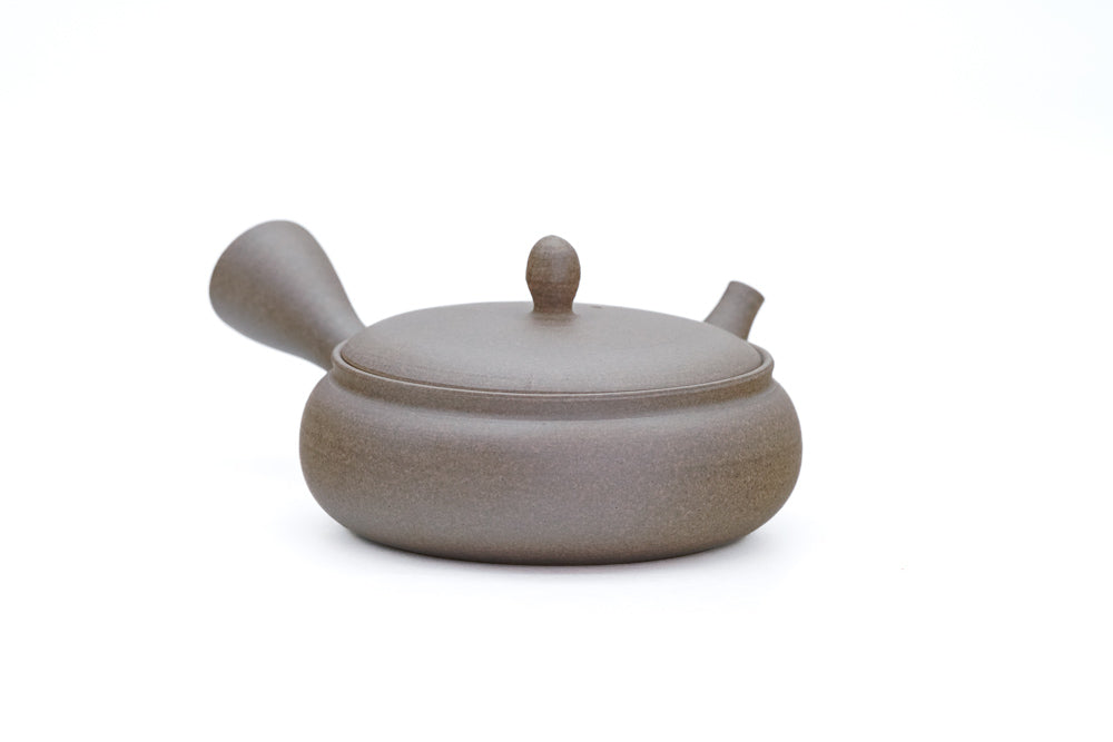 Japanese Kyusu Gyokko Kiln Wide Flat Yakishime Tokoname Yaki Teapot - Thumbnail 3
