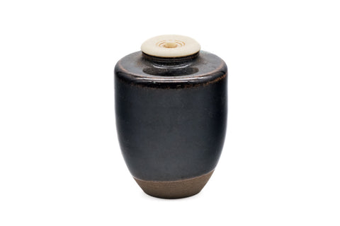 Japanese Chaire -  Katatsuki Seto-yaki Tea Caddy with Shifuku