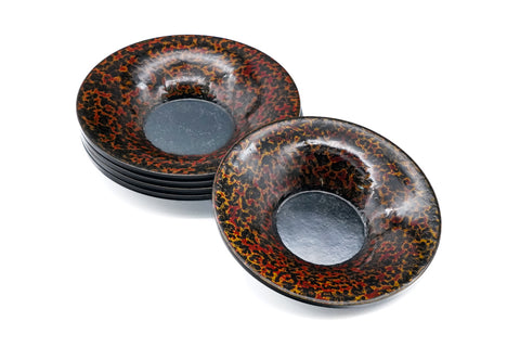 Japanese Chataku - Set of 5 Gold-Red Kara-nuri Vintage Tea Saucers