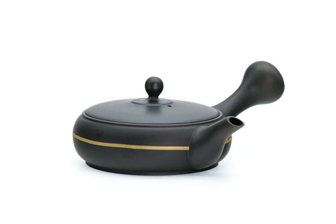Gold Stripe Flat Tokoname Teapot - 175ml