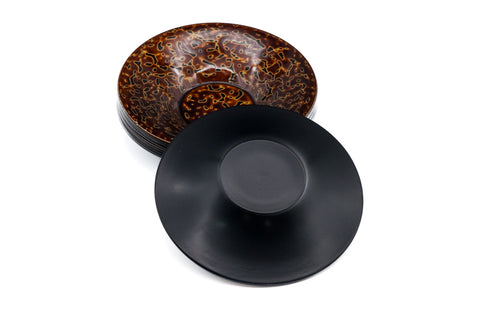 Japanese Chataku - Set of 5 Gold Kara-nuri Lacquer Tea Saucers