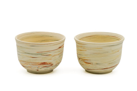 White Marbled Nerikomi Tokoname Tea Set