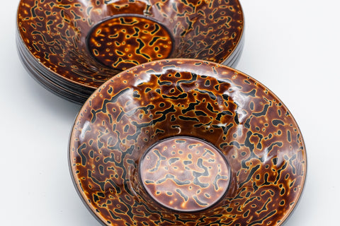 Japanese Chataku - Set of 5 Gold Kara-nuri Lacquer Tea Saucers