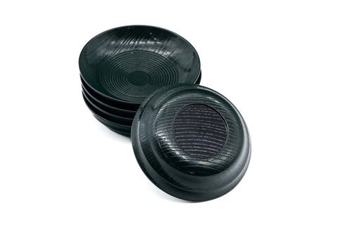 Japanese Chataku - Set of 5 Spiraling Green Wooden Sake Saucers