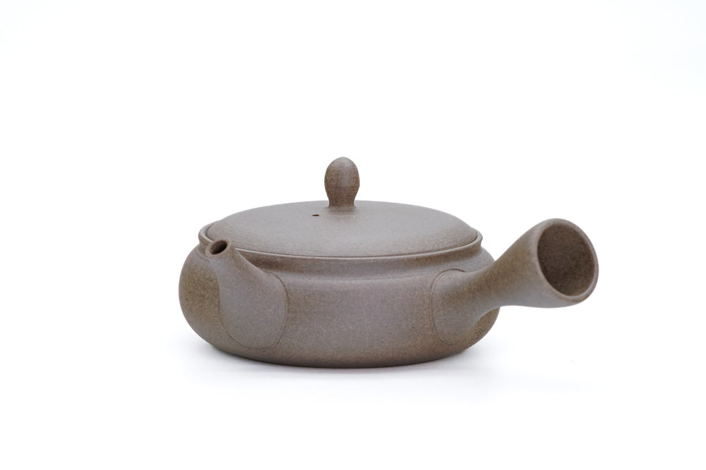 Japanese Kyusu Gyokko Kiln Wide Flat Yakishime Tokoname Yaki Teapot