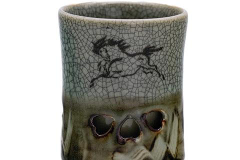 Double-walled Obori Soma-yaki Celadon Teacup - 130ml