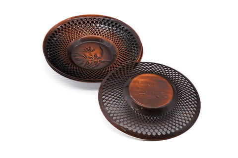 Japanese Chataku - Set of 4 Unique Metal Tea Saucers