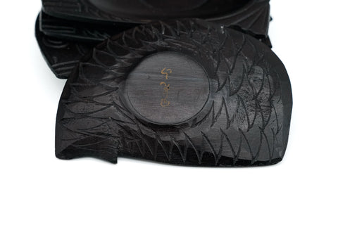 Japanese Chataku - Set of 5 Fish Carved Wooden Antique Tea Saucers