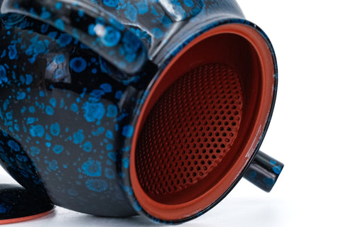 Black Blue Tenmoku Tokoname Rear-Handled Teapot - 220ml