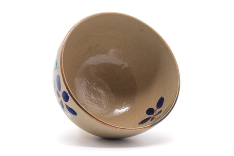 Japanese Matcha Bowl - Blue White Floral Gold Chawan - 440ml