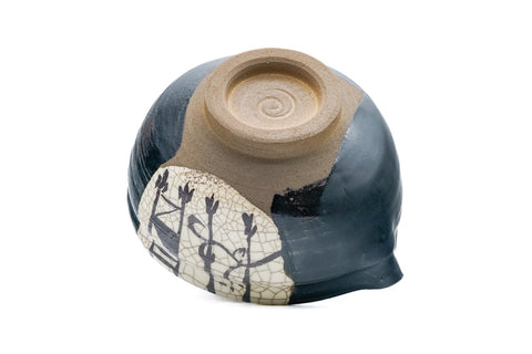 Kuro-Oribe Spouted Matcha Bowl - 350ml