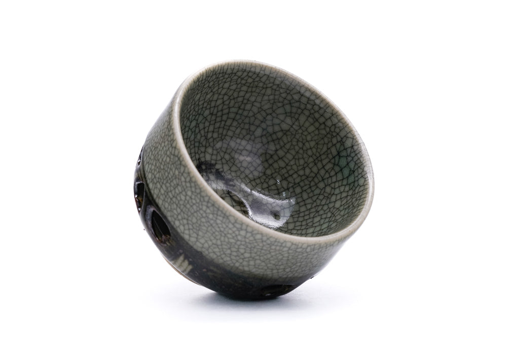 Japanese Tea Cup Double-walled Obori Soma-yaki Celadon Sencha Cup