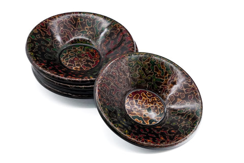 Japanese Chataku - Set of 5 Thick Kara-nuri Lacquer Tea Saucers