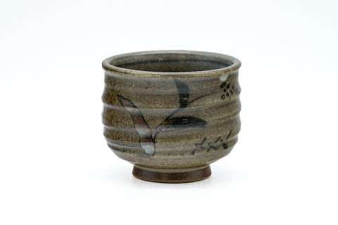 Japanese Teacup - Floral Green Spiraling Yunomi - 220ml