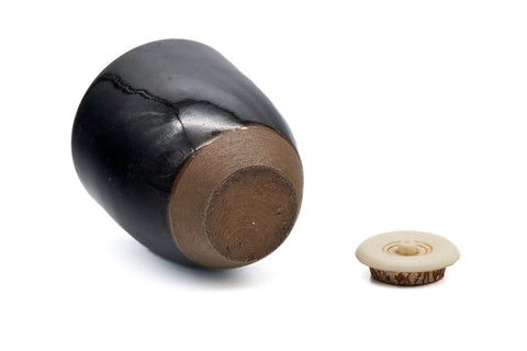 Japanese Chaire -  Katatsuki Seto-yaki Tea Caddy with Shifuku