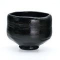 Kuro Raku Chawan - front view of the deep black raku matcha bowl