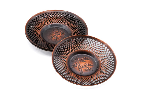Japanese Chataku - Set of 5 Unique Vintage Copper Tea Saucers