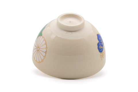 Japanese Matcha Bowl - Chrysanthemum Paulownia Crest Kyo Chawan - 350ml