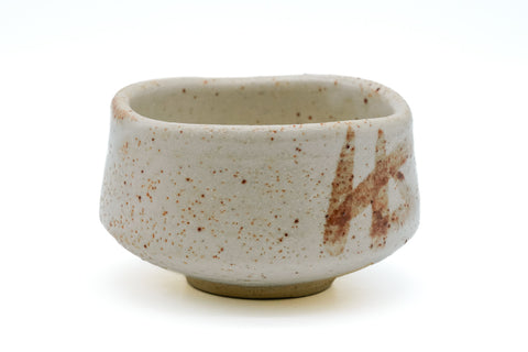 Japanese Matcha Bowl - Abstract White Shino Mino-yaki Chawan