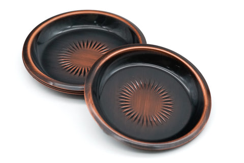 Japanese Chataku - Set of 5 Copper Hammered Circular Tea Saucers