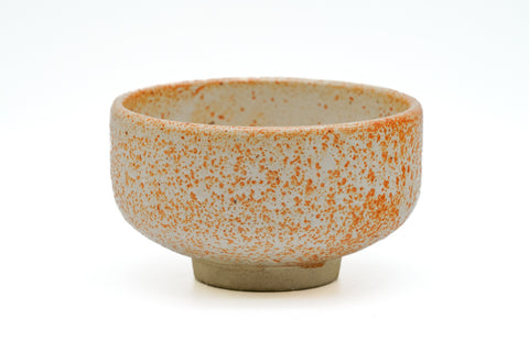 Japanese Matcha Bowl - Speckled Orange White Mino-yaki Chawan