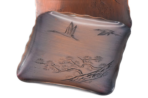 Japanese Meimeizara - Set of 5 Egret Pine Tree Metal Sharing Plates