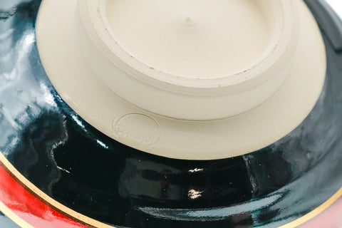 Japanese Matcha Bowl - Festive Black Glazed Kyo-yaki Chawan