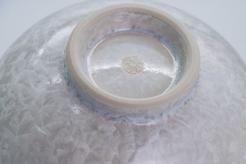 Silvery White Hanakessho Crystal Glaze Spouted Matcha Bowl