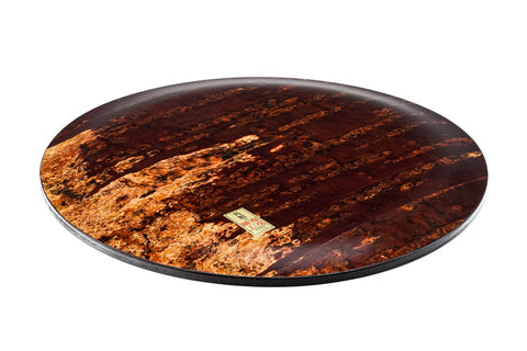 Japanese Round Tray - Vintage Floral Kabazaiku Wooden Cherry Bark Maru-bon