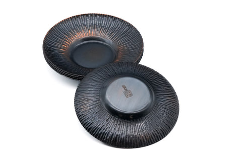 Japanese Chataku - Set of 5 Striped Metal Tea Saucers